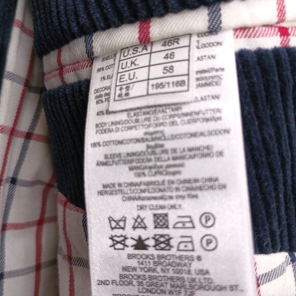 Brooks Brothers Navy Corduroy Blazer Regent Fit Elbow Patches Ivy Classic 46R - Picture 14 of 14